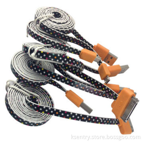 Colorful flat USB data cable for mobile phone accessories